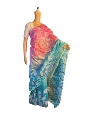 cream sequin embroidery organza saree copy